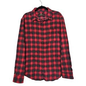 Knox & Lane Flannel Women's Medium Plaid Red/Black Long Sleeve Button Up Cotton